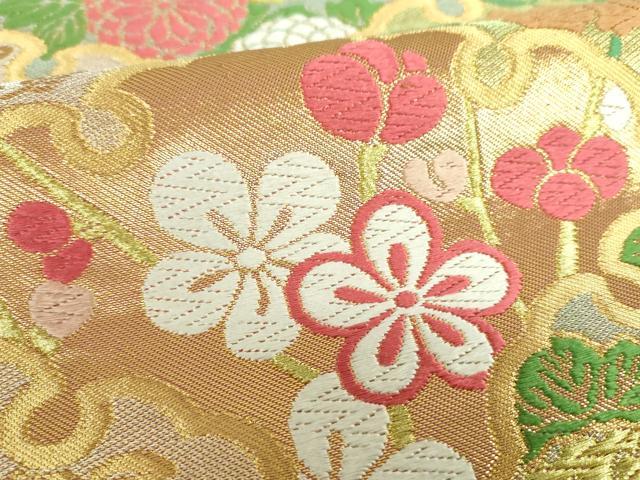 平和屋着物●西陣　川島織物　六通柄　本袋帯　雪輪花文　金銀糸　正絹　逸品　DABD1343ps
