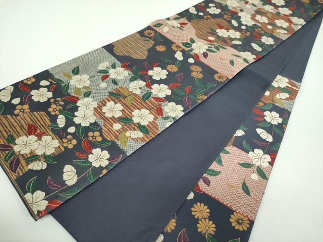 平和屋着物●六通柄袋帯　唐織　枝垂れ桜　金糸　正絹　逸品　DABD1347ps