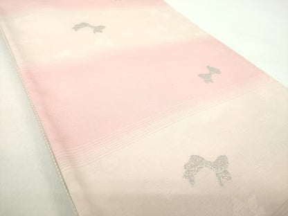 平和屋着物●両面　六通柄袋帯　舞花文　ハート　ラメ糸　金糸　正絹　逸品　未使用　DABD1350ps