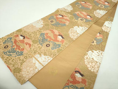 平和屋着物●西陣　河合美術織物謹製　六通柄袋帯　唐織　能衣錦　正絹　逸品　DABD1372ps
