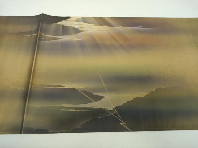 平和屋着物●染色作家　青木龍雲　太鼓柄袋帯　手描き　五爪龍　金彩　引箔　正絹　逸品　未使用　DABD1377ps