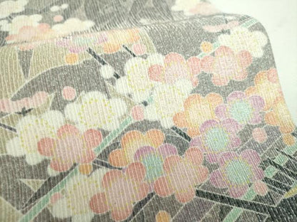 平和屋着物●本加賀友禅作家　友野雅子　両面　全通柄袋帯　洲浜草　銀通し地　証紙付き　正絹　逸品　未使用　DABD1381ps