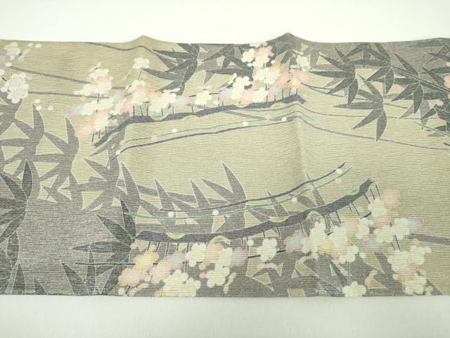 平和屋着物●本加賀友禅作家　友野雅子　両面　全通柄袋帯　洲浜草　銀通し地　証紙付き　正絹　逸品　未使用　DABD1381ps