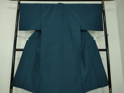平和屋着物●男性　紬　色無地　濃藍色　正絹　逸品　DABD1391ps