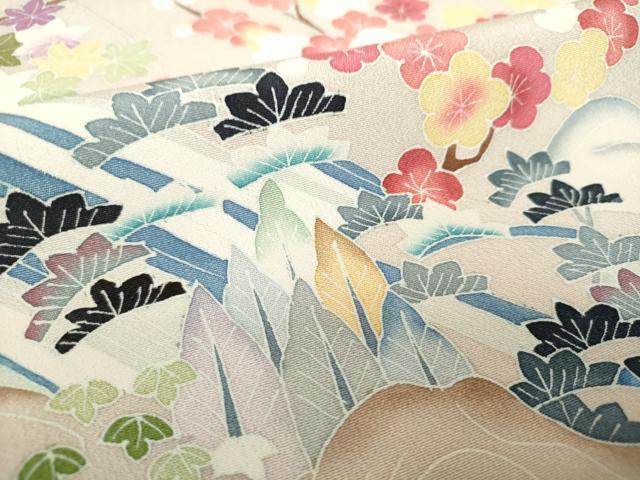 平和屋着物●訪問着　友禅　作家物　立波風景花文　暈し染め　正絹　逸品　未使用　DABD1397ps