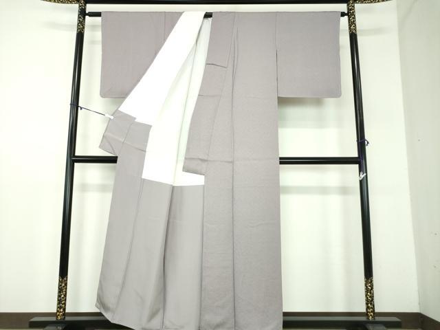 平和屋着物●京加賀友禅　百貫達雄監修　色無地　紋意匠　煤色　正絹　逸品　未使用　DABD1398ps