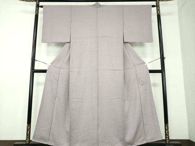 平和屋着物●京加賀友禅　百貫達雄監修　色無地　紋意匠　煤色　正絹　逸品　未使用　DABD1398ps