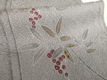 平和屋着物●京加賀友禅　百貫達雄監修　色無地　紋意匠　煤色　正絹　逸品　未使用　DABD1398ps