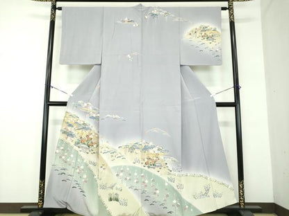 平和屋着物●訪問着　吉祥風景花文　暈し染め　金彩　正絹　逸品　DABD1400ps