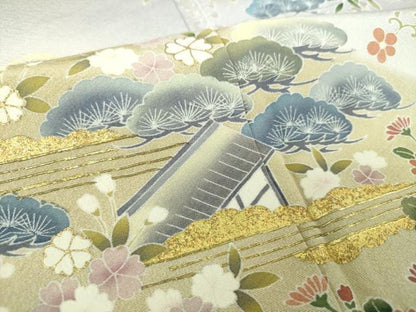 平和屋着物●訪問着　吉祥風景花文　暈し染め　金彩　正絹　逸品　DABD1400ps