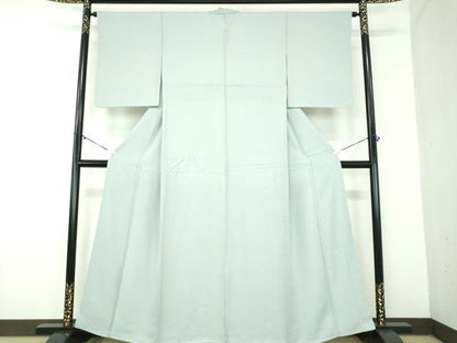 平和屋着物●上質な色無地　寿光織　草花地紋　青磁鼠色　正絹　逸品　未使用　DABD1403ps