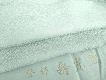 平和屋着物●上質な色無地　寿光織　草花地紋　青磁鼠色　正絹　逸品　未使用　DABD1403ps