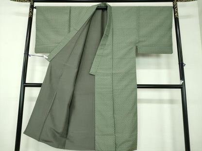 平和屋着物●男性　お召　鱗文　正絹　逸品　DABD1405ps