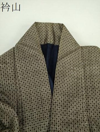平和屋着物●男性　本場大島紬　割り込み絣　間道　正絹　逸品　DABD1406ps