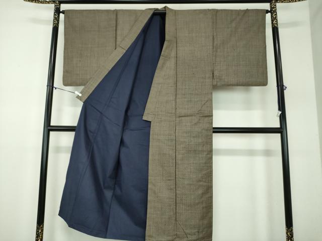 平和屋着物●男性　本場大島紬　割り込み絣　間道　正絹　逸品　DABD1406ps