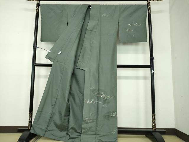 平和屋着物●中国三大刺繍　スワトウ刺繍　汕頭刺繍　総刺繍　訪問着　紬地　地紙花文　正絹　逸品　DABD1420ps