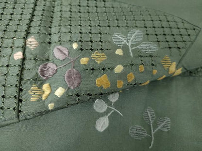 平和屋着物●中国三大刺繍　スワトウ刺繍　汕頭刺繍　総刺繍　訪問着　紬地　地紙花文　正絹　逸品　DABD1420ps