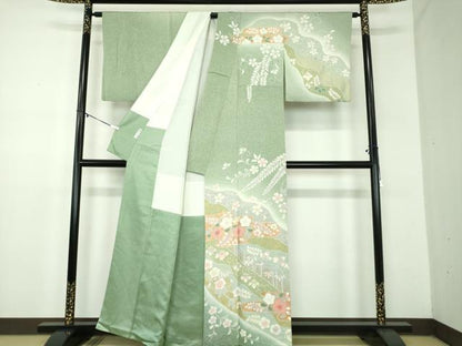 平和屋着物●訪問着　絞り　辻が花　暈し染め　金彩　正絹　逸品　DABD1428ps