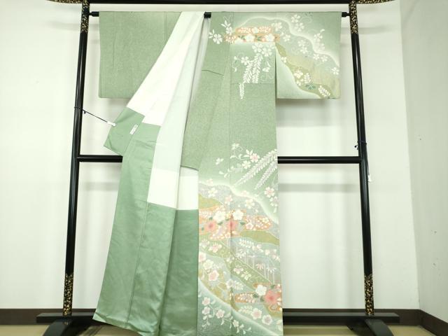 平和屋着物●訪問着　絞り　辻が花　暈し染め　金彩　正絹　逸品　DABD1428ps