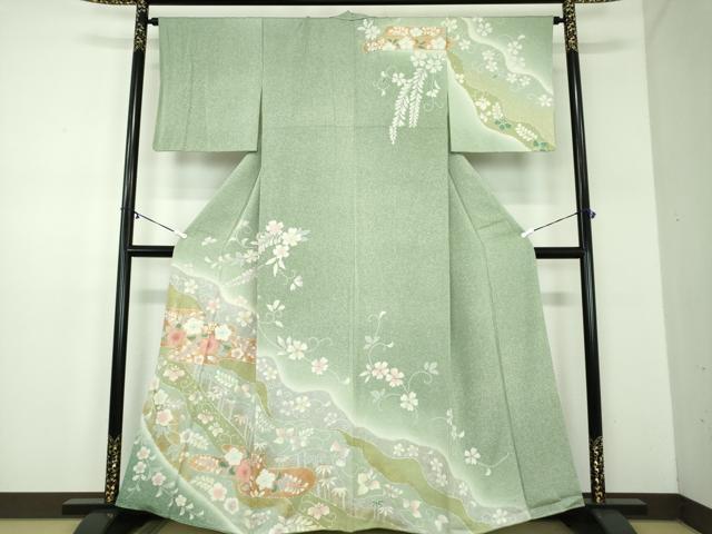 平和屋着物●訪問着　絞り　辻が花　暈し染め　金彩　正絹　逸品　DABD1428ps