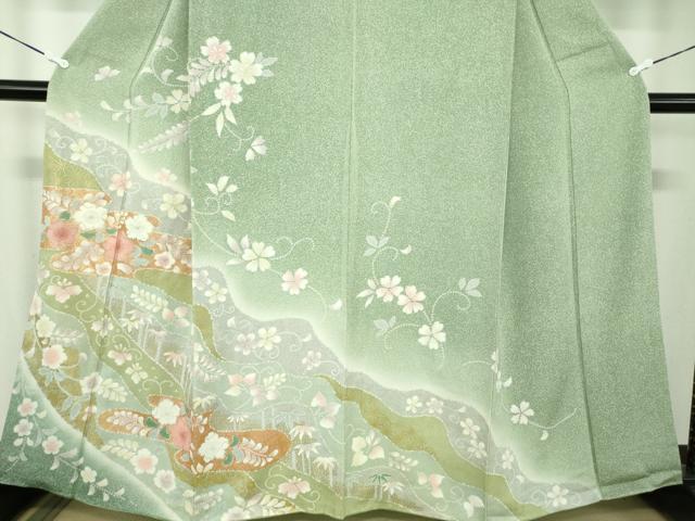 平和屋着物●訪問着　絞り　辻が花　暈し染め　金彩　正絹　逸品　DABD1428ps