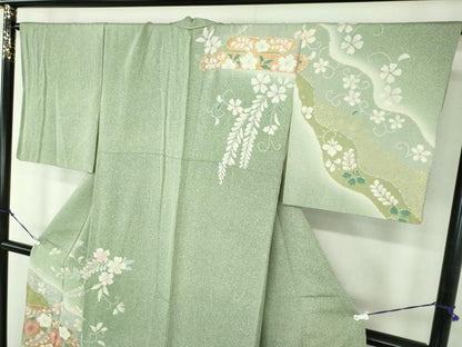平和屋着物●訪問着　絞り　辻が花　暈し染め　金彩　正絹　逸品　DABD1428ps