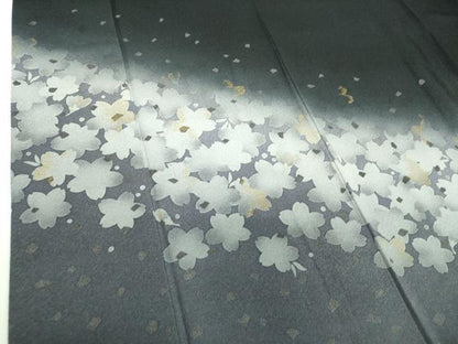 平和屋着物●ファッションデザイナー　HIROKO KOSHINO　コシノヒロコ　訪問着　夜桜　暈し染め　黒地　金彩　正絹　逸品　DABD1429ps