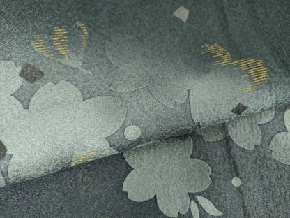 平和屋着物●ファッションデザイナー　HIROKO KOSHINO　コシノヒロコ　訪問着　夜桜　暈し染め　黒地　金彩　正絹　逸品　DABD1429ps