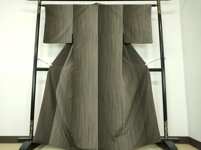 平和屋着物●本塩沢　縞　正絹　逸品　DABD1433ps