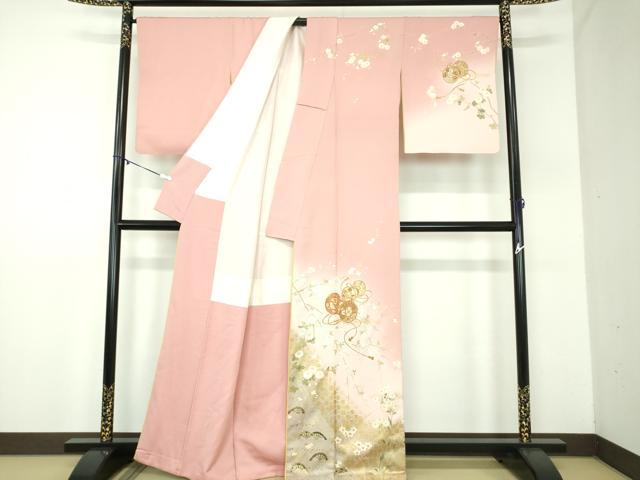 平和屋着物●訪問着　駒刺繍　鼓花文　暈し染め　金彩　正絹　逸品　DABD1434ps