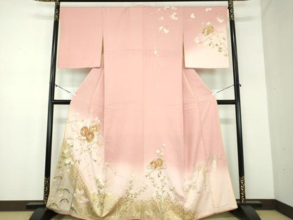 平和屋着物●訪問着　駒刺繍　鼓花文　暈し染め　金彩　正絹　逸品　DABD1434ps