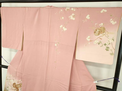 平和屋着物●訪問着　駒刺繍　鼓花文　暈し染め　金彩　正絹　逸品　DABD1434ps