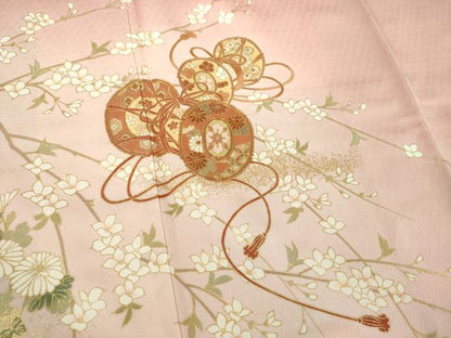 平和屋着物●訪問着　駒刺繍　鼓花文　暈し染め　金彩　正絹　逸品　DABD1434ps