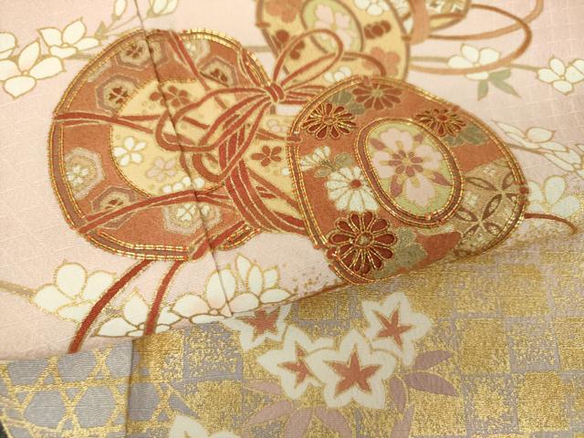 平和屋着物●訪問着　駒刺繍　鼓花文　暈し染め　金彩　正絹　逸品　DABD1434ps