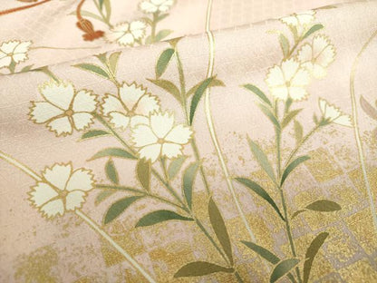 平和屋着物●訪問着　駒刺繍　鼓花文　暈し染め　金彩　正絹　逸品　DABD1434ps