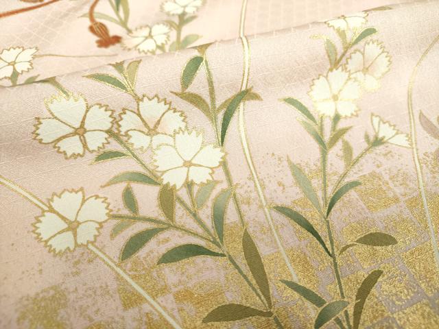 平和屋着物●訪問着　駒刺繍　鼓花文　暈し染め　金彩　正絹　逸品　DABD1434ps