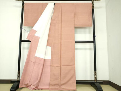 平和屋着物●紅花紬　米沢　霞文　正絹　逸品　未使用　DABD1437ps
