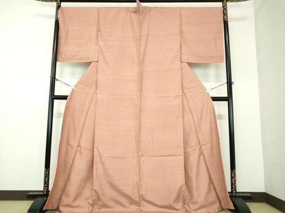 平和屋着物●紅花紬　米沢　霞文　正絹　逸品　未使用　DABD1437ps
