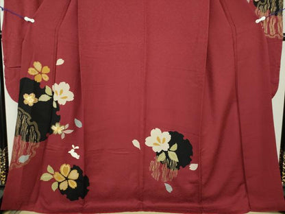 平和屋着物●豪華振袖　駒刺繍　雪桜　跳兎　金彩　正絹　逸品　DABD1438ps