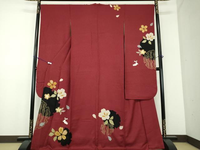 平和屋着物●豪華振袖　駒刺繍　雪桜　跳兎　金彩　正絹　逸品　DABD1438ps