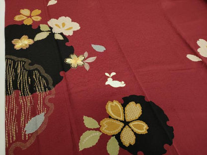 平和屋着物●豪華振袖　駒刺繍　雪桜　跳兎　金彩　正絹　逸品　DABD1438ps