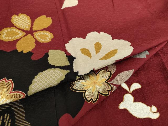 平和屋着物●豪華振袖　駒刺繍　雪桜　跳兎　金彩　正絹　逸品　DABD1438ps