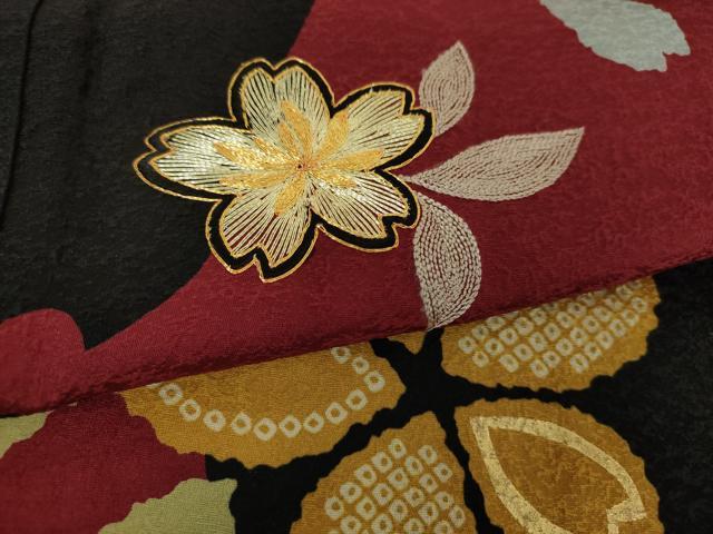 平和屋着物●豪華振袖　駒刺繍　雪桜　跳兎　金彩　正絹　逸品　DABD1438ps