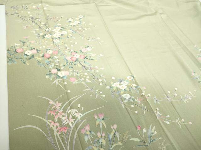 平和屋着物●訪問着　友禅　作家物　枝垂れ桜　暈し染め　正絹　逸品　DABD1440ps