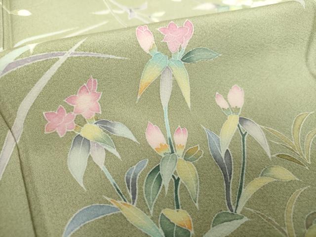 平和屋着物●訪問着　友禅　作家物　枝垂れ桜　暈し染め　正絹　逸品　DABD1440ps