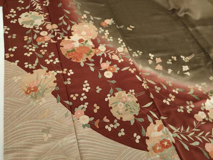 平和屋着物●訪問着　駒刺繍　雪輪花文　暈し染め　金彩　正絹　逸品　未使用　DABD1442ps