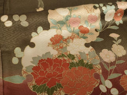 平和屋着物●訪問着　駒刺繍　雪輪花文　暈し染め　金彩　正絹　逸品　未使用　DABD1442ps