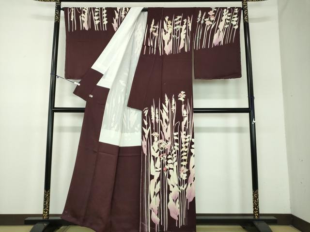 平和屋着物●訪問着　作家物　刺繍　草花文　金糸　正絹　逸品　DABD1443ps