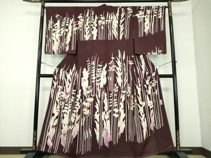 平和屋着物●訪問着　作家物　刺繍　草花文　金糸　正絹　逸品　DABD1443ps