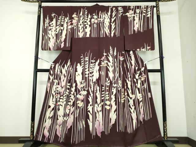 平和屋着物●訪問着　作家物　刺繍　草花文　金糸　正絹　逸品　DABD1443ps